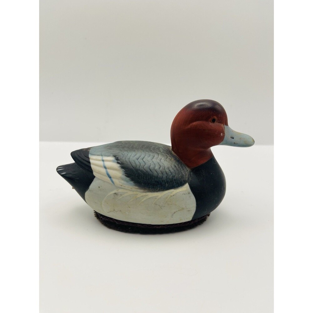 Vintage Ceramic Redhead Duck Desk Brush Made in Taiwan Hand Painted 5”